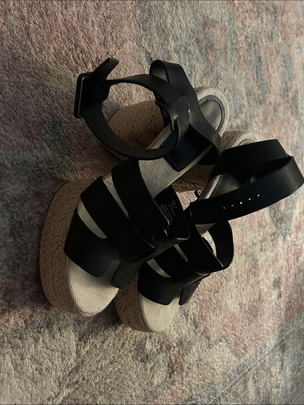 H&M Black Strappy Platform Espadrille Sandals